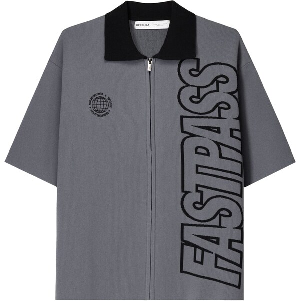 Bershka Kardigán sivá / čierna 63165023