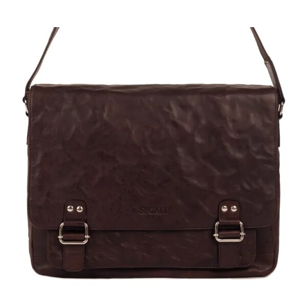 SEGALI Pánska kožená taška na notebook 26135 tm. hnedá 59065115