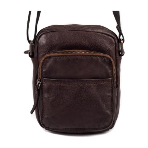 SEGALI Pánska kožená taška cez rameno 229413 hnedá 46571317