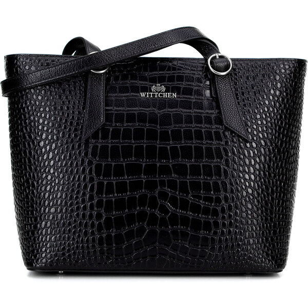 Wittchen Dámska shopperka z kože croco čierna so strieborným logom 100 66066452