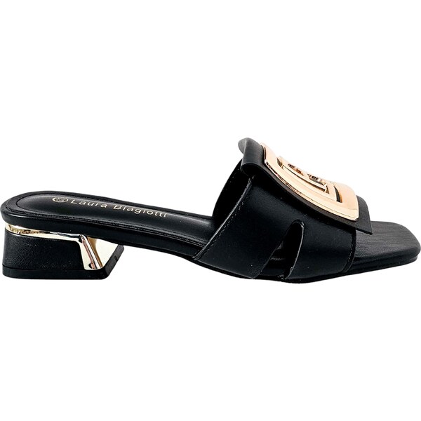 Elegantné čierne šľapky Laura Biagiotti Calf Black 63109142