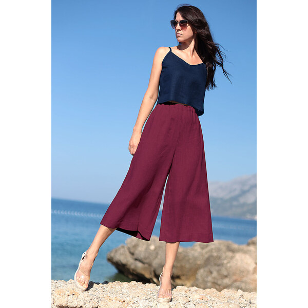 Lotika Dámske trojštvrťové nohavice zo 100% lanu 63109158