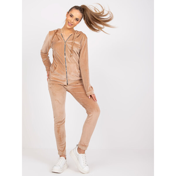 RELEVANCE Tmavobéžový velúrový komplet Ilaria -RV-KMPL-6087-1.95P-dark 57954064