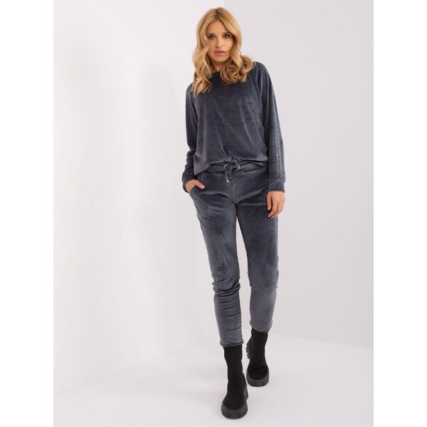 RELEVANCE Tmavosivá velúrová tepláková súprava RV-KMPL-8436.40-dark 61186686