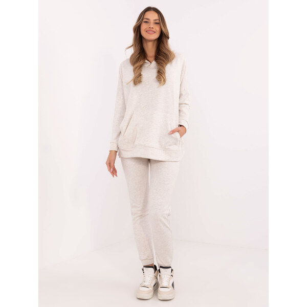 BASIC Béžová melanž dámska tepláková súprava s oversize mikinou EM 61718246