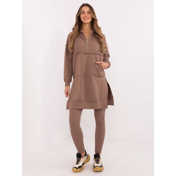 BASIC Hnedá dámska súprava s dlhou mikinou EM-KMPL-853.31-brown 61740862