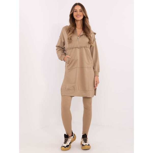 BASIC Béžová dámska súprava s dlhou mikinou EM-KMPL-853.34-beige 61740864