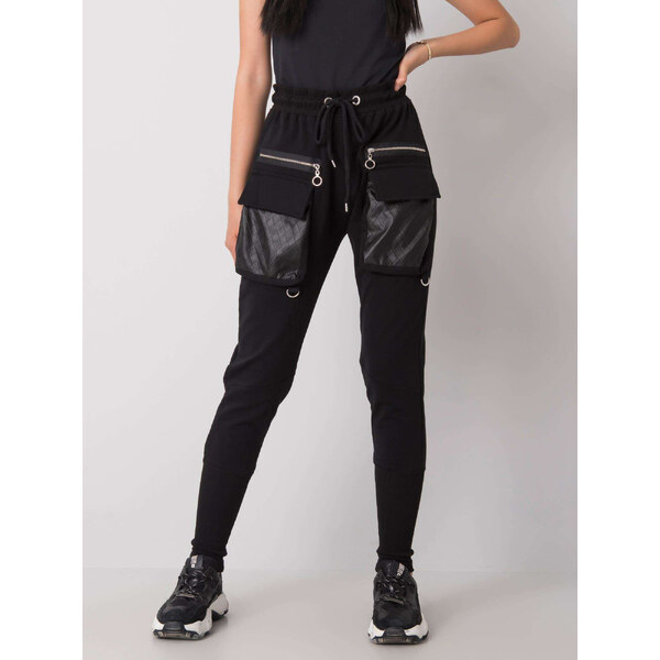 BASIC Čierne dámske tepláky s vreckami a zipsy -em-DR-ES-21-588.76 25543827