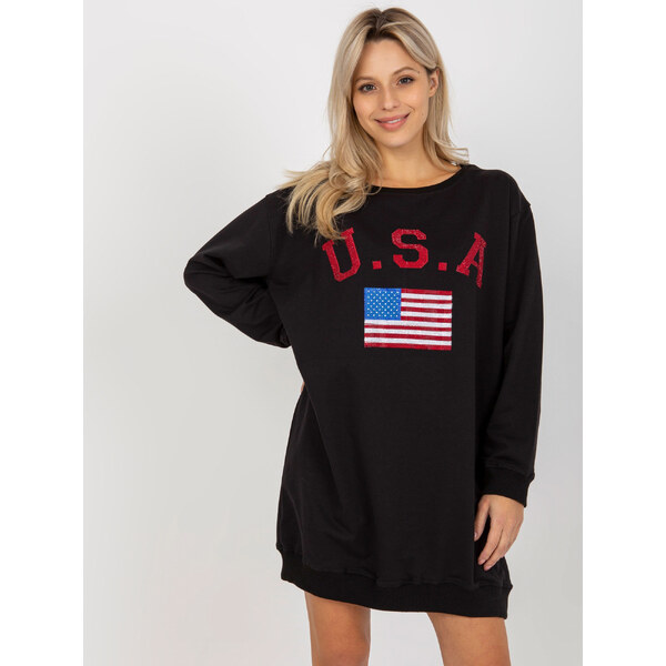 BASIC Čierna dlhá mikina USA -VI-BL-3192.23P-black 36920758