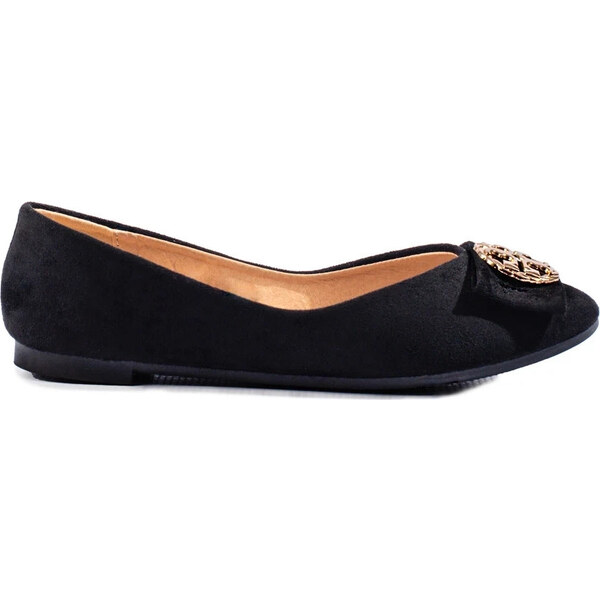 BASIC Čierne semišové baleríny so zdobením Potocki 23-23004B 42744773