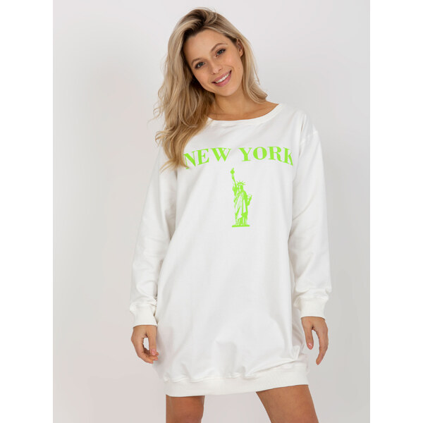 VITON Smotanové mikinové šaty NEW YORK -VI-BL-3212.15X-ecru 36920769