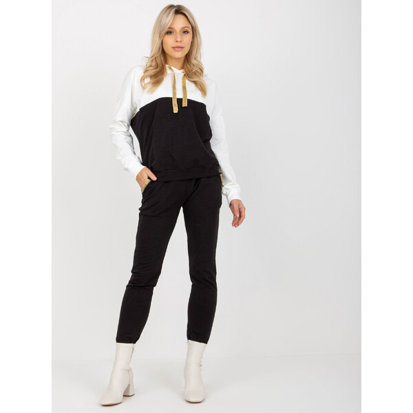 RELEVANCE Bielo-čierna teplákovka s kapucňou -RV-KMPL-8419.96P-white 57951219