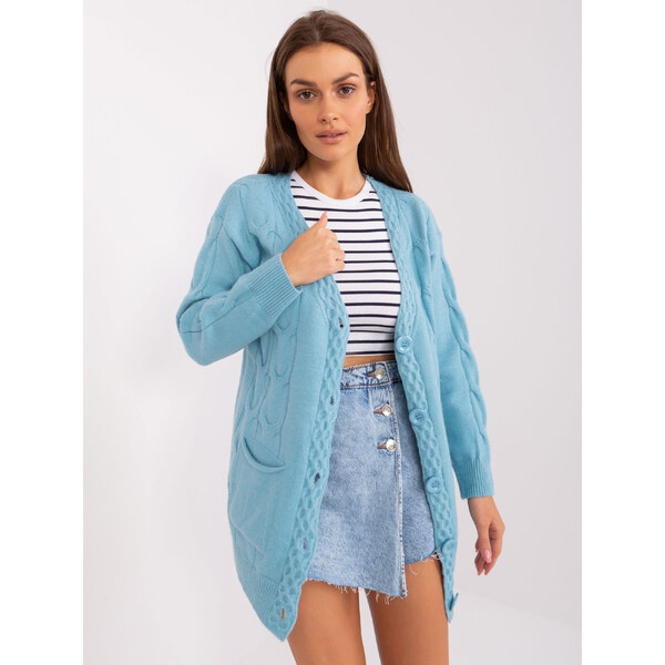 ITALY MODA Svetlomodrý sveter na gombíky -AT-SW-2241.36P-light blue 57952929