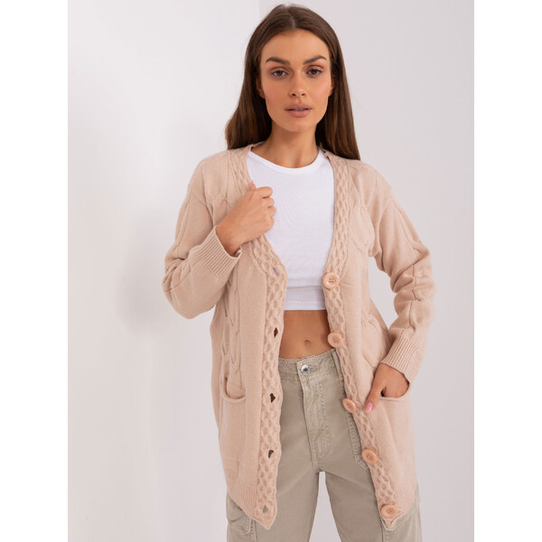 ITALY MODA Béžový sveter na gombíky AT-SW-2241.36P-beige 57952932