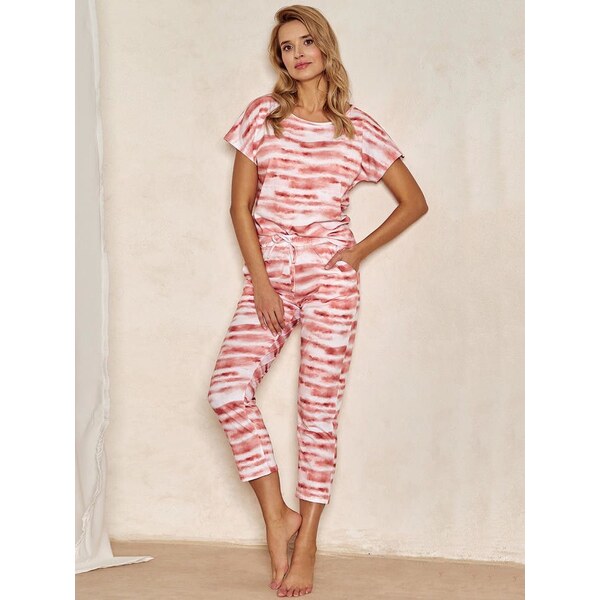 Taro Dámske bavlnené pyžamo Zara, Farba tmavoružová 63110371