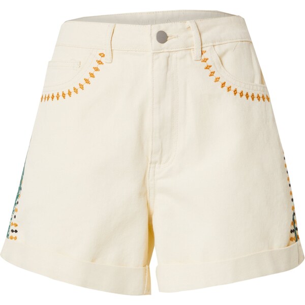 VILA Džínsy krémová / karamelová / jedľová / čierna 63169769