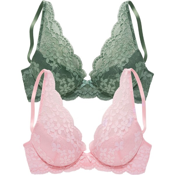 PETITE FLEUR Podprsenka tmavozelená / ružová 63115858