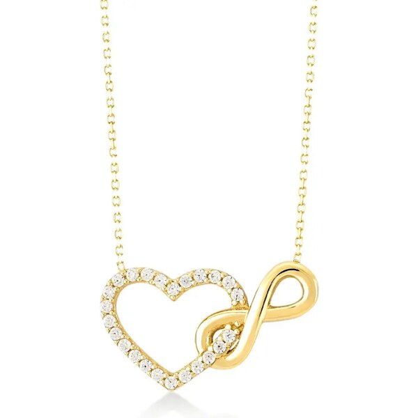 Olivie Stříbrný náhrdelník SRDCE & NEKONEČNO GOLD 9489 63265237