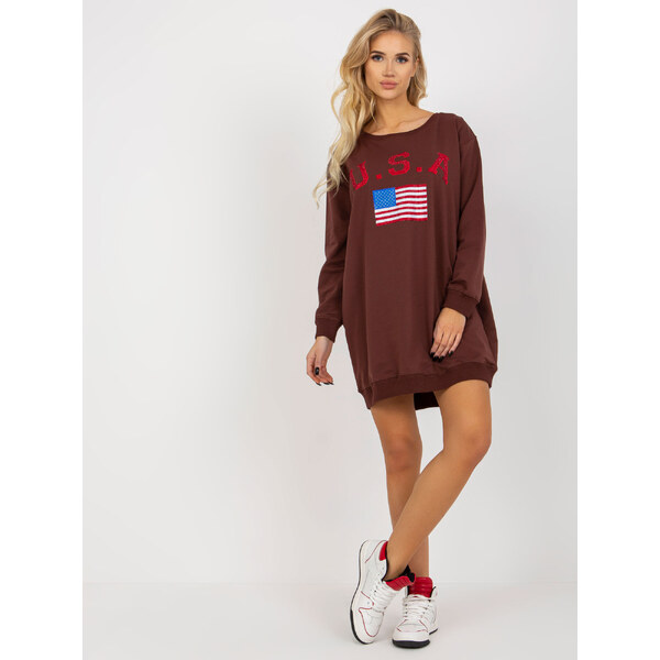 BASIC Tmavohnedé mikinové šaty USA VI-BL-3192.23P-dark brown 37266410