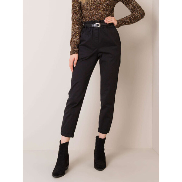BASIC Dámske čierne nohavice s opaskom DHJ-SP-2312.94P-black 19389581