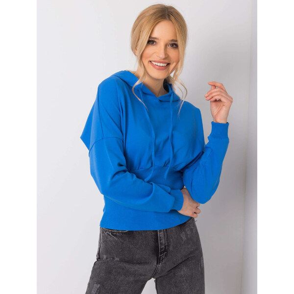RUE PARIS Modrá dámska mikina s kapucňou RV-BL-6191.06P-blue 57948060