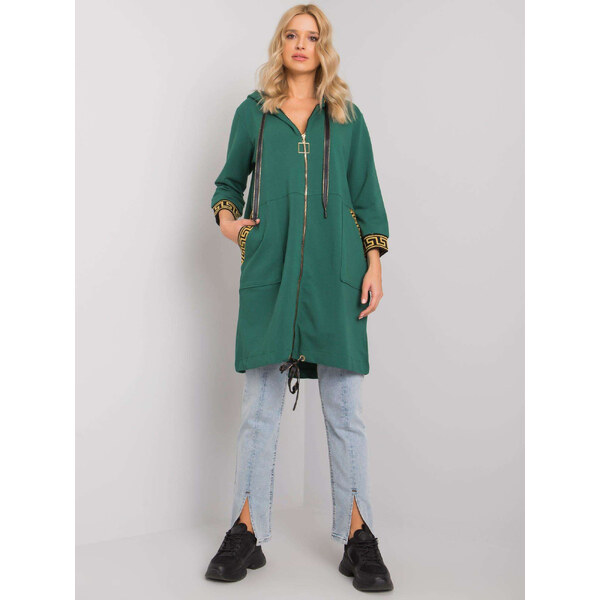 RELEVANCE Tmavozelená dámska dlhšia mikina na zips RV-BL-6792.02P 57948931