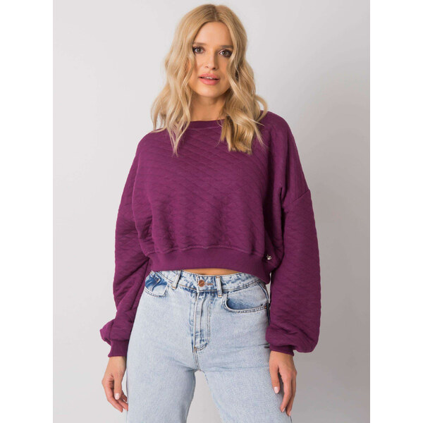 BASIC FEEL GOOD Tmavofialová dámska crop mikina RV-BL-7450.64-purple 29317688