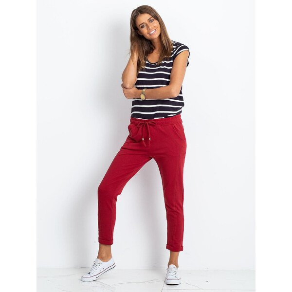 BASIC Dámske vínové tepláky -RV-DR-3589.06X-burgundy 19307279