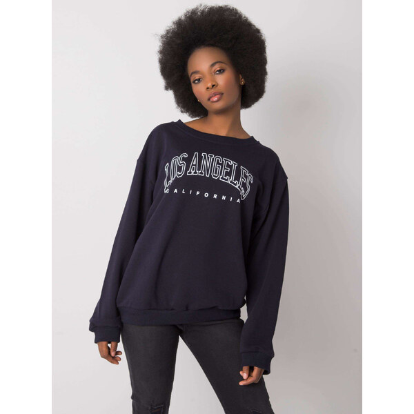 RUE PARIS Tmavo modrá dámska mikina s nápisom RV-BL-6669.10-blue 57947773