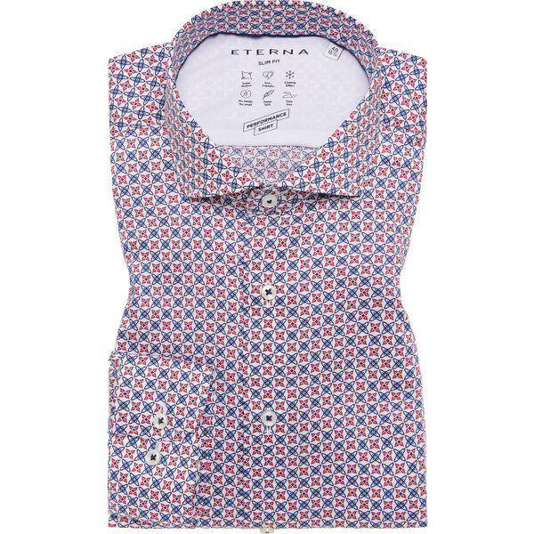 ETERNA Slim fit červeno modrá košeľa streč Performance Easy Iron 63133289