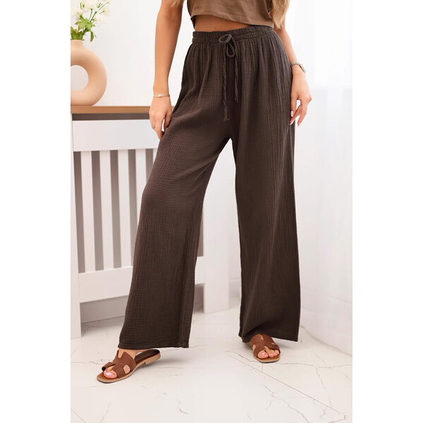 Fashionweek Dámske mušelínové bavlnené nohavice K3204 63134059