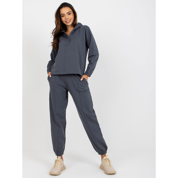 BASIC Tmavosivá tepláková súprava s kapucňou -BR-PI-9122-dark grey 36135436