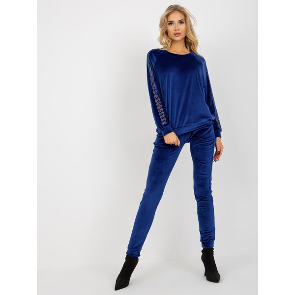 RELEVANCE Kobaltová velúrová súprava s kamienkovou aplikáciou -RV-KMPL 57951121