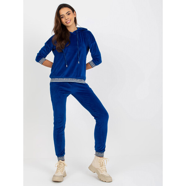 RELEVANCE Tmavomodrá velúrová tepláková súprava RV-KMPL-8286.40-cobalt 57951320