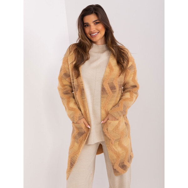 ITALY MODA Béžový vzorovaný kardigán AT-SW-234701.34-beige 57953599