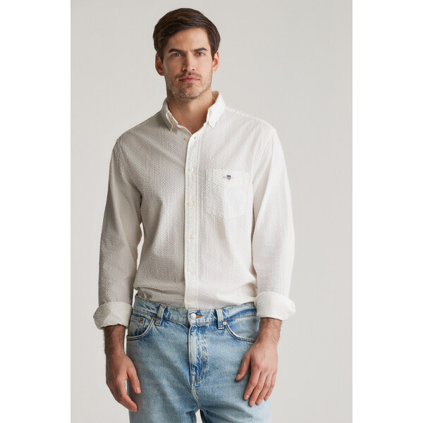 KOŠEĽA GANT REG SOLID SEERSUCKER SHIRT EGGSHELL 63136131