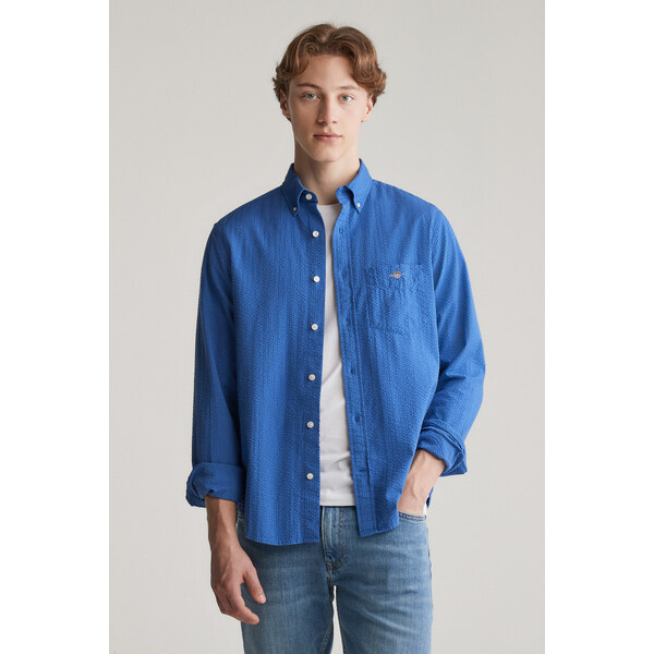 KOŠEĽA GANT REG SOLID SEERSUCKER SHIRT RICH BLUE 63136132