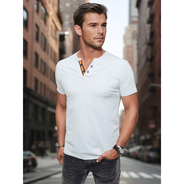 Dstreet Pohodlná trendy biela polokošeľa 63151419