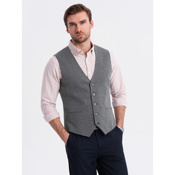 Ombre Fitted elegant mens structured knit vest - graphite 64791115