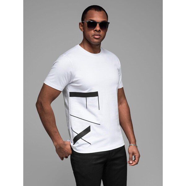 Ombre Mens cotton jersey t-shirt with large side lettering - white 64791116
