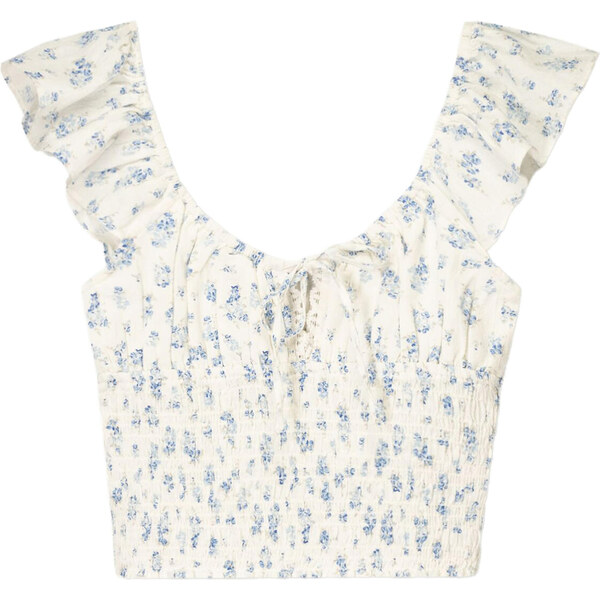 Bershka Top modrá / pastelovo modrá / biela 63169278