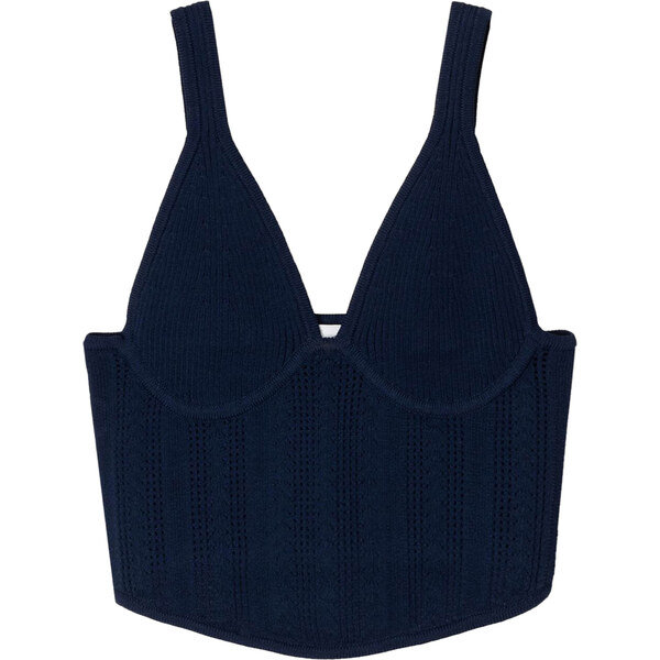 Bershka Vyšívaný top tmavomodrá 63169273