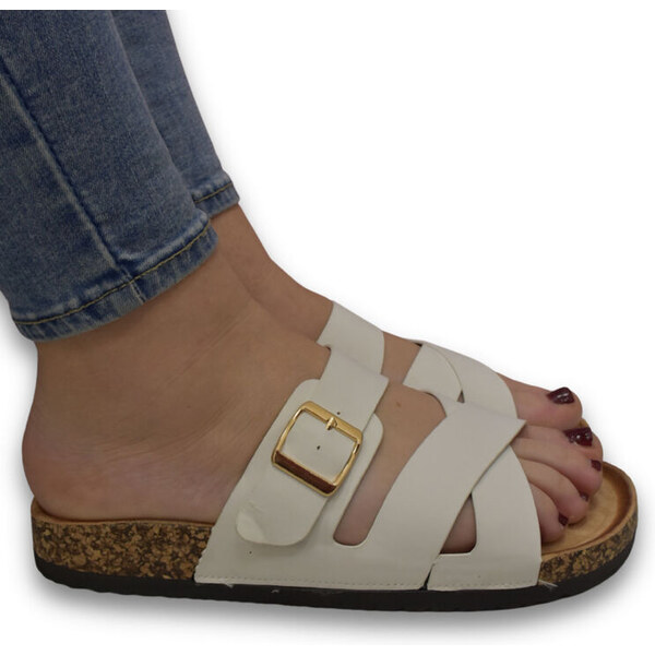 SS Biele šľapky s prackami Cynthia 63180633