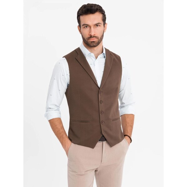 Ombre Clothing Moderná hnedá elegantná vesta V2 BLZV-0144 63181874