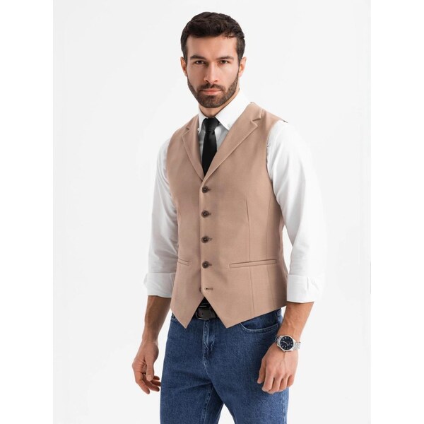 Ombre Clothing Elegantná hnedá pánska vesta V1 BLZV-0145 63181875
