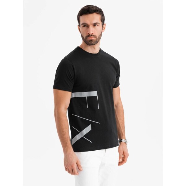 Ombre Clothing Originálne čierne tričko s nápisom V1 TSPT-0213 63189282