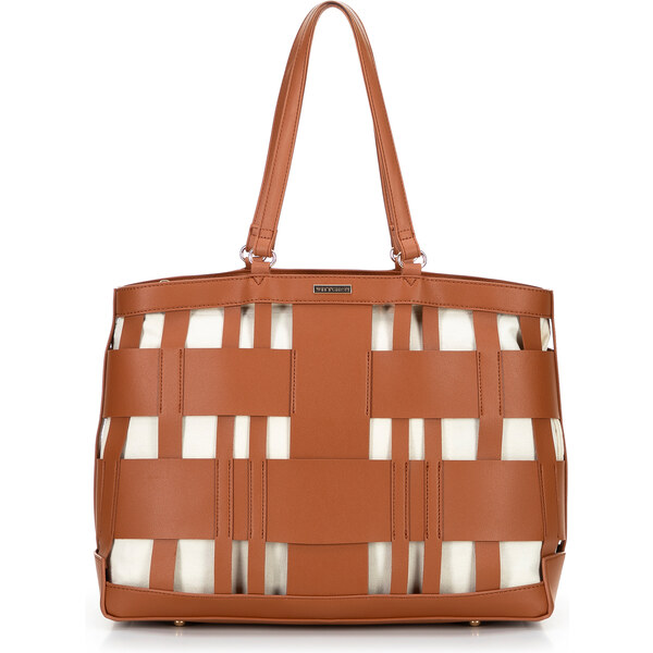 Wittchen Pletená shopperka z imitácie kože hnedá 66066601