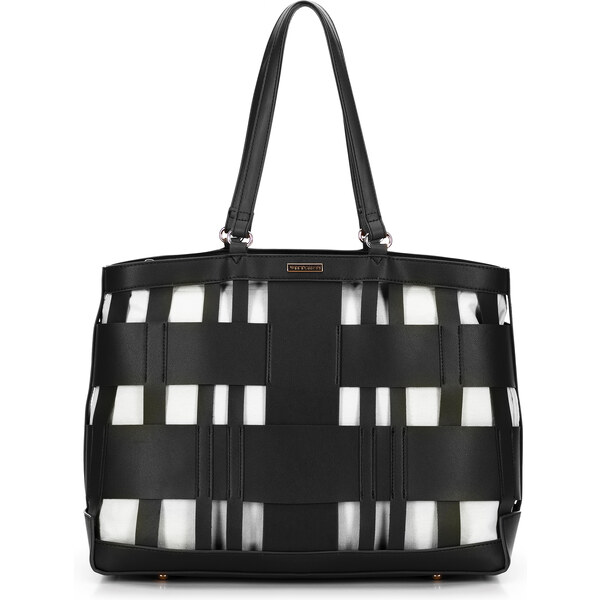 Wittchen Pletená shopperka z imitácie kože čierna 66066599