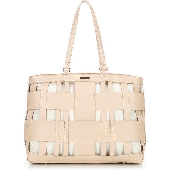 Wittchen Pletená shopperka z imitácie kože béžová 66066600