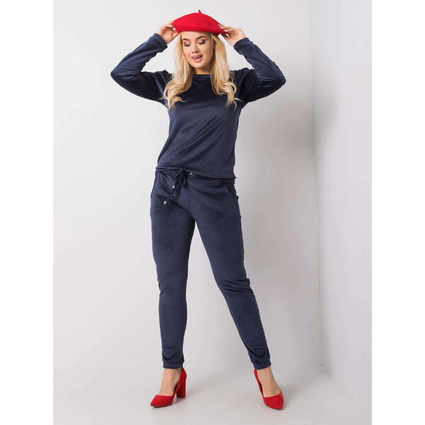 RELEVANCE Tmavomodrá velúrová tepláková súprava bez kapucne RV-KMPL 57954094